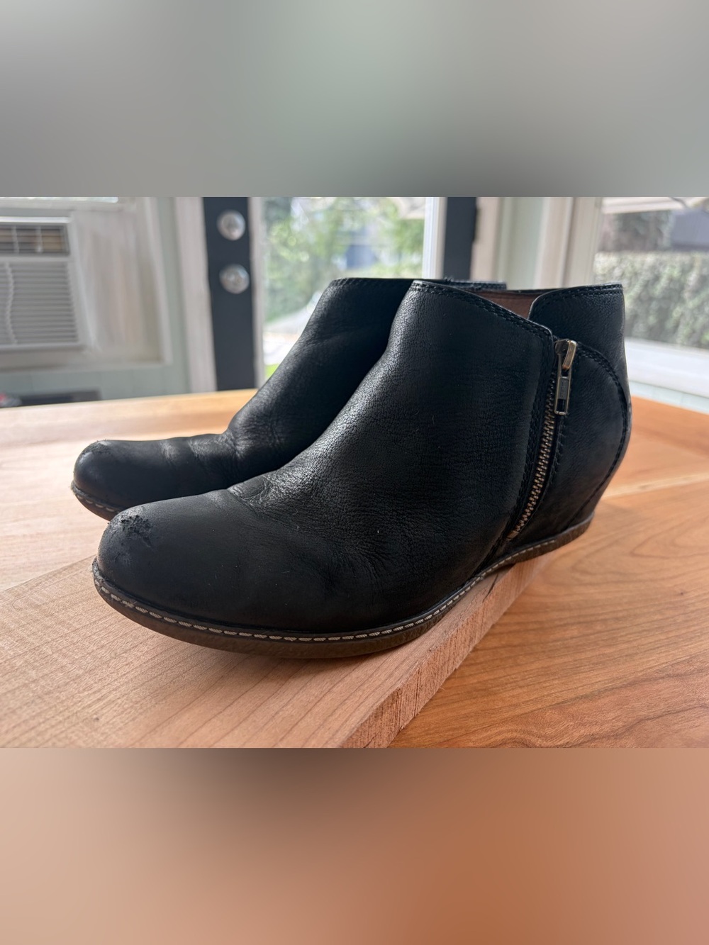 Dansko Black Leather Ankle Boots with Side Zip